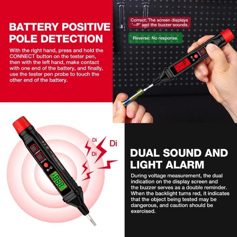 Ручка для электрического тестера Y1UD HT92 со звуковой и световой сигнализацией, датчики напряжения, ручка Подходит для электриков, любителей DIY