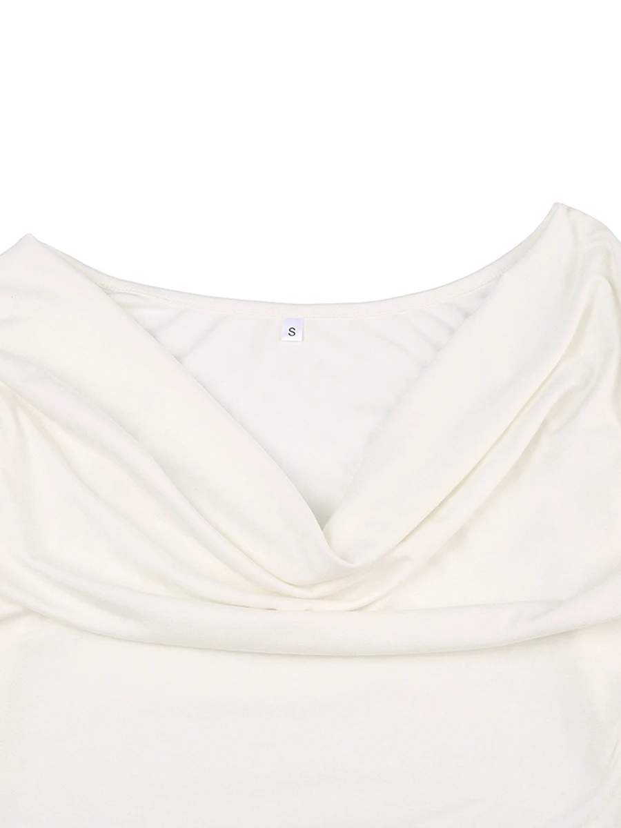 Женский сексуальный укороченный топ с открытыми плечами, однотонная повседневная футболка с длинным рукавом, весна-осень, приталенная рубашка в стиле Гранж, уличная одежда