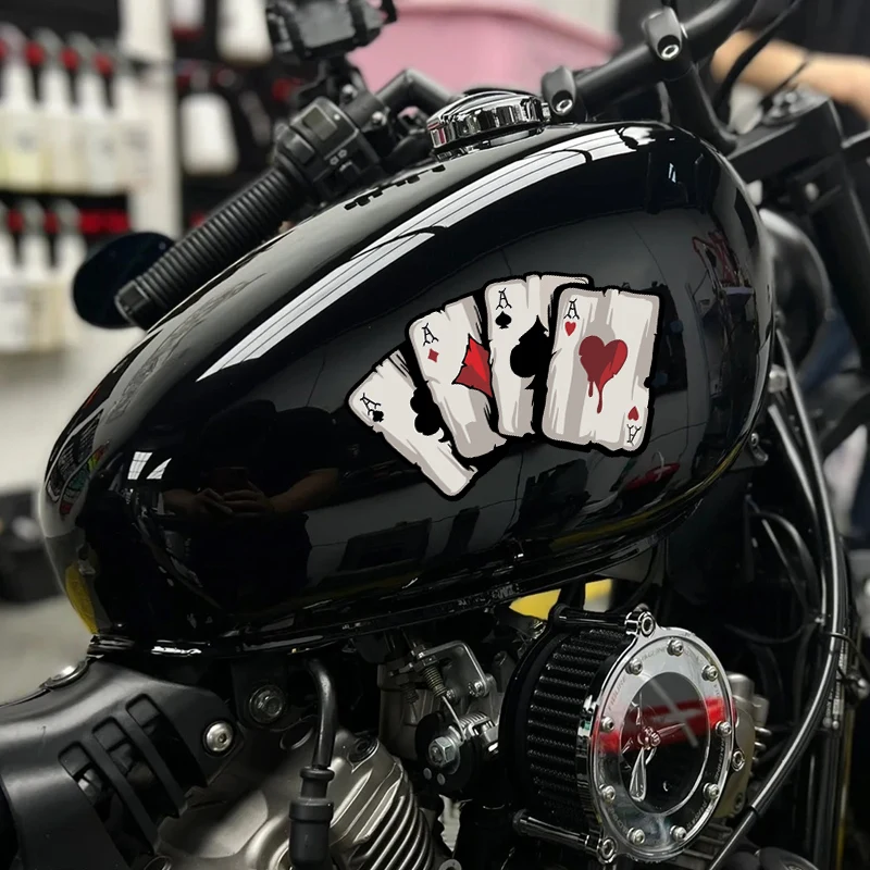 Покерные лопаты С рисунком, наклейки на мотоцикл, Топливный бак для мотокросса, Кузов Кафе-рейсера, окна автомобиля, Забавные украшения, наклейки для игральных карт
