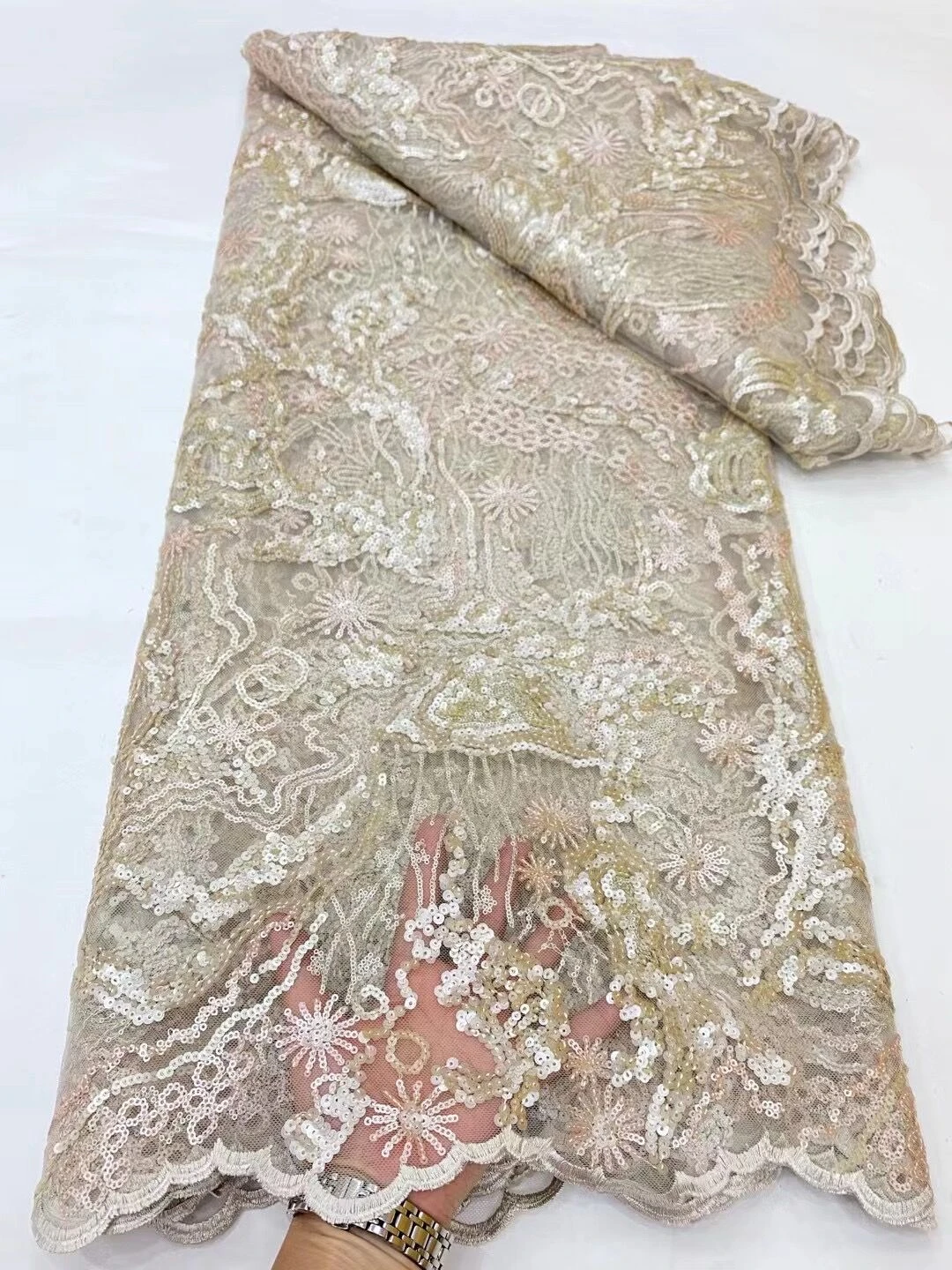 Хлопчатобумажная кружевная ткань в Африканском нигерийском стиле, Классическая швейцарская вуаль, Вышивка, Кружевная ткань для пошива свадебного платья Birdal, 5 ярдов