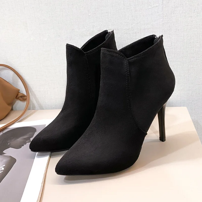 Белые ботильоны, зимняя обувь для женщин, роскошные дизайнерские ботинки-женские ботинки на молнии, осенние женские туфли на высоком каблуке с острым носком 2023 года выпуска