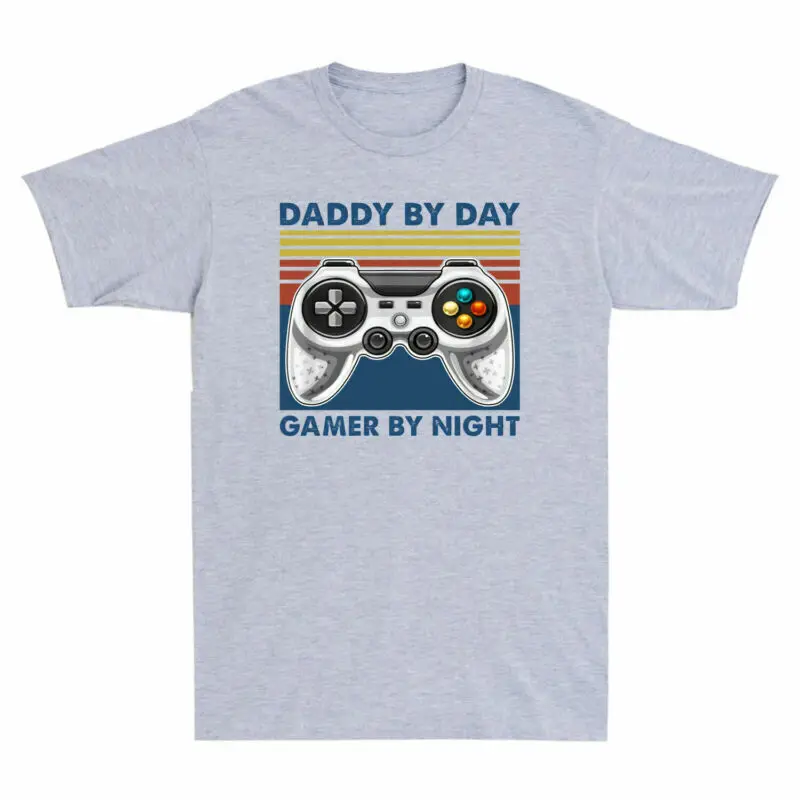 Папа днем Геймер ночью Игровой подарок на День отца Футболка Винтажная мужская футболка с длинными рукавами