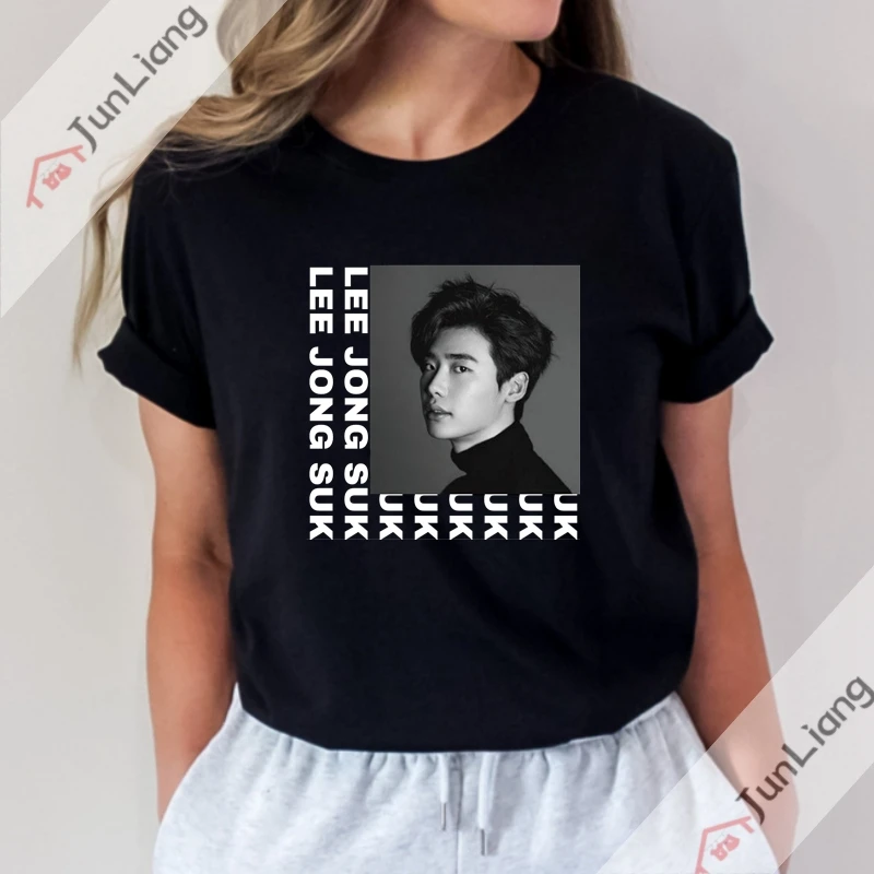 I Love With Lee Jong Suk Классическая футболка Kpop Футболки для Женщин Готическая одежда Y2k Одежда Топы Harajuku Уличная Одежда Мужская Графическая