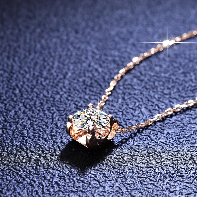 Ожерелье для женщин Бесплатная доставка, Муассанитовое ожерелье, винтажное ожерелье из розового золота круглой огранки, подарочная подвеска на годовщину свадьбы