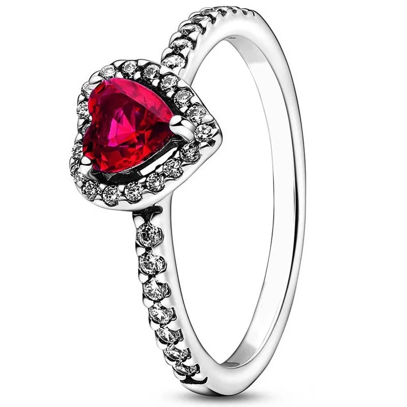 Оригинальные моменты, серьги-кольца в виде красного сердца с кристаллами для женщин, свадебный подарок из стерлингового серебра 925 пробы, модные украшения