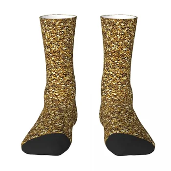 Всесезонные Экипажные чулки, Носки с золотым блеском, Длинные носки в стиле харадзюку в стиле хип-хоп, Аксессуары для мужчин, женщин, Рождественские подарки