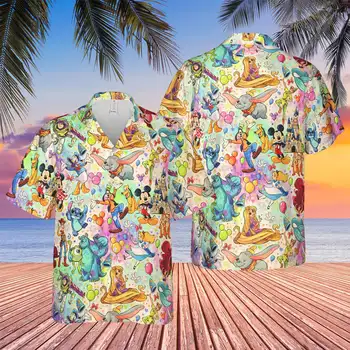 Гавайская рубашка Mickey Stitch Ohana на заказ, Гавайская рубашка Disney для женщин, мужская Гавайская рубашка на заказ