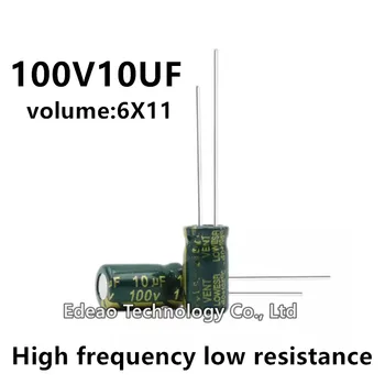 20 шт./лот 100V 10UF 100V10UF 10UF100V объем: 6X11 6*11 мм Высокочастотный низкоомный алюминиевый электролитический конденсатор