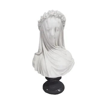 Статуя бюста Девы под вуалью Готический домашний декор Абстрактная скульптура из белой смолы Статуя Богини Ремесла Домашняя эстетика