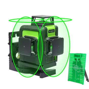 Huepar 12 линий, 3D перекрестный лазерный уровень, зеленый лазерный луч, линия самовыравнивания, 360 Вертикальный и горизонтальный перекрестный лазерный уровень
