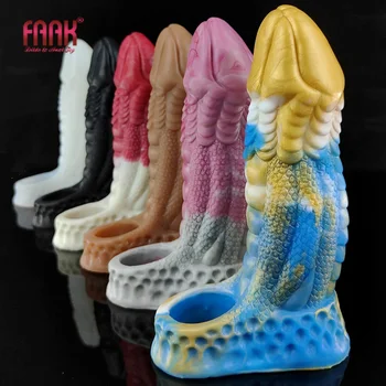 Силиконовый удлинитель для пениса FAAK, многоцветные многоразовые презервативы, секс-игрушки для взрослых для мужчин, задерживающие эякуляцию, увеличивающие член.