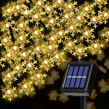 Рождественские светодиодные фонари-снежинки Крошечные Фонарики на солнечных батареях Струнные фонари Водонепроницаемые Струнные фонари DIY Свадьба Вечеринка Праздник 339