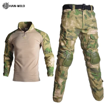 Походные брюки, комплект военной формы, Камуфляж армии США, Камуфляжный Дышащий Многокамерный черный костюм, боевая рубашка, Тактический охотничий комплект