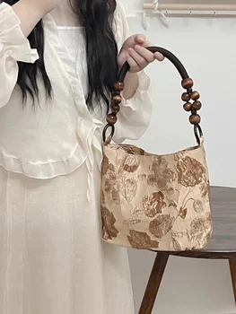 Винтажный Роскошный Дизайн Элегантной женской сумки через плечо Модной национальной сумки с цветочным рисунком, высококачественной сумки для подмышек Большой емкости