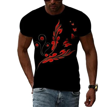 Яркая летняя футболка с бабочкой в стиле харадзюку, модная мужская футболка, жаркое лето, футболки с 3D-принтом, футболки Унисекс
