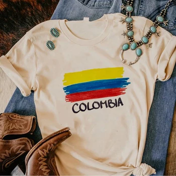 Футболка Colombia, женская футболка с мангой, забавные летние футболки, женская уличная одежда