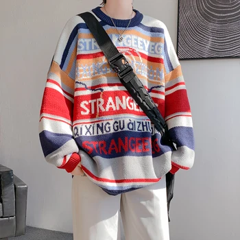LAPPSTER-молодежная уличная одежда Y2k, пуловеры оверсайз, винтажный свитер Harajuku, зимние дизайнерские корейские свитера в полоску