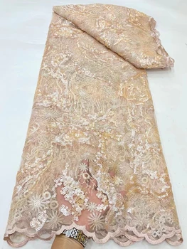 Хлопчатобумажная кружевная ткань в Африканском нигерийском стиле, Классическая швейцарская вуаль, Вышивка, Кружевная ткань для пошива свадебного платья Birdal, 5 ярдов