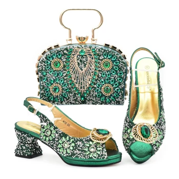 MEOD зеленого цвета, новые поступления, комплект женской обуви и сумки в нигерийском стиле, высококачественные туфли на очень высоком каблуке для вечеринки в саду! PAS1-5