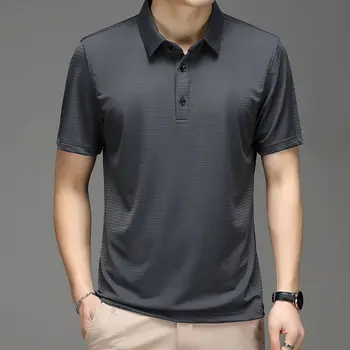 Мужчины 2022 Летняя мода Прохладный чистый цвет Повседневные футболки Мужская рубашка-поло с коротким рукавом Мужские Приталенные быстросохнущие дышащие топы A28