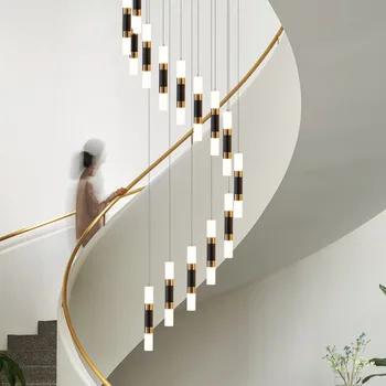 Современная длинная хрустальная светодиодная люстра для лестницы Luxury Cristal Большие Лестничные светильники Минимализм Подвесных светильников для помещений