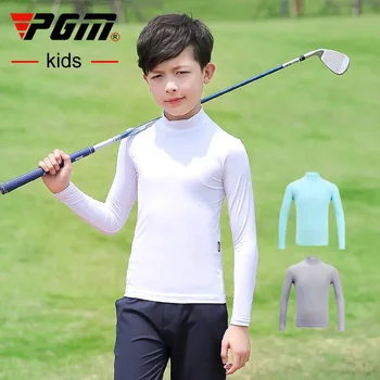 Рубашки для гольфа Pgm, шелковая футболка Ics для мальчиков, солнцезащитные топы для гольфа с длинным рукавом, детская спортивная одежда для тенниса