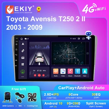 EKIY X7 Android Автомагнитола для Toyota Avensis T250 2 II 2003-2009 Мультимедийный плеер Стерео Carplay Auto Blu-ray IPS Без 2Din DVD