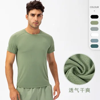 Летняя мужская футболка свободного кроя с круглым вырезом для бега, быстросохнущая футболка из дышащего джерси для спортзала, повседневная одежда с короткими рукавами