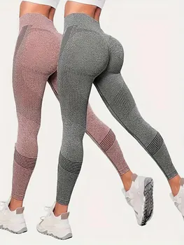 Женские леггинсы для йоги с подтяжкой бедер из 2 частей, дышащие брюки Hp Lift для упражнений с высокой талией и подтяжкой живота