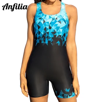 Женский купальник Anfilia, цельный женский купальник, спортивный купальник с цветными блоками, бикини, пляжная одежда