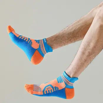 Мужские спортивные носки из хлопка яркого цвета, дышащие Носки с полотенцем до щиколоток, Велосипедные носки для активного отдыха, баскетбола, путешествий, футбола, велоспорта