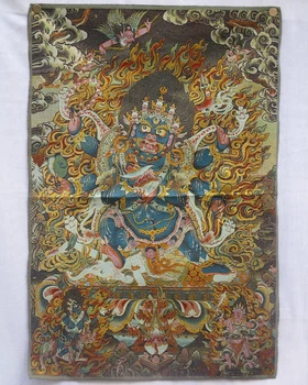 Коллекционная традиционная танка тибетского буддизма из картин Махакала, картина из шелковой парчи буддизма большого размера p002544