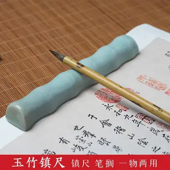 Бамбуковый утяжелитель, керамический держатель ручки, пресс-папье, каменное пресс-папье, артефакт, держатель кисти для каллиграфии