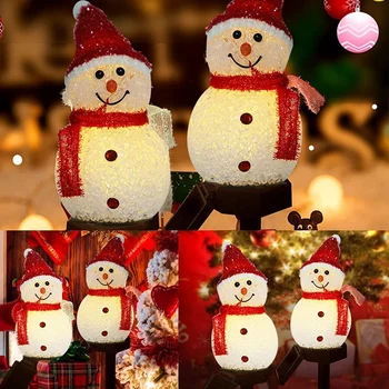 Солнечные фонари снеговика Рождественские светодиодные фонари Снеговика на солнечной батарее Декор Наружных садовых фонарей Рождество