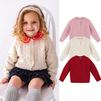 Весенний свитер для маленьких девочек, кардиган, весенне-осеннее вязаное пальто для маленьких девочек, верхняя одежда для маленьких мальчиков и девочек