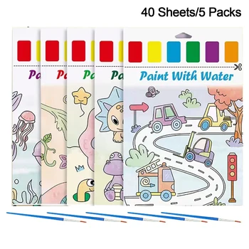 5 Упаковок Детской бумаги для рисования Книга для акварели Образовательный Подарок Забавный автомобиль Животное Море Мультфильм Книга для рисования для детей