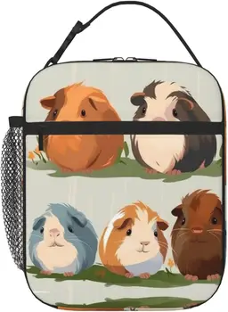 Иллюстрация Морской свинки Изолированная сумка для ланча Водонепроницаемая сумка для ланча Многоразовая сумка-холодильник для ланча для работы, офиса, пикника и путешествий