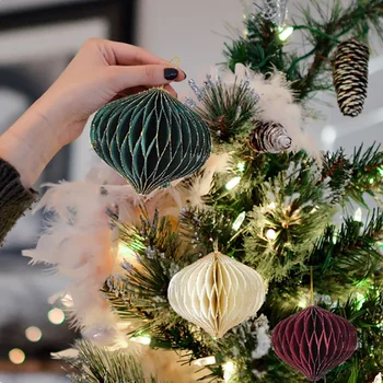 Рождественское украшение, Рождественский шар в виде пчелиных сот, Рождественская елка, Подвесные подвески, Рождественские украшения, Домашняя вечеринка Navidad Новый год 2024