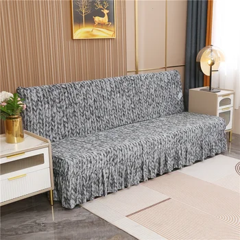 Чехол для дивана-кровати с подолом дизайн юбки эластичный чехол для пуфика скамейка трансформируемый диван украсит диван в гостиной housse de canapé