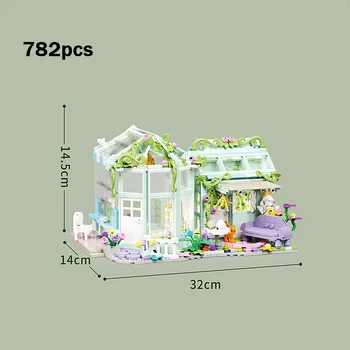 Дом из воздушных шаров, Солнечный сад, серия Street View, строительные блоки с мелкими частицами, игрушки для украшения рабочего стола, подарки для детей