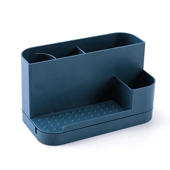 Синий ящик для хранения канцелярских принадлежностей на поворотной полке для дома, офиса, хранения канцелярских принадлежностей