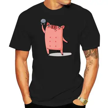 Симпатичная мужская футболка с рисунком свиньи, поднимающей тяжести -Изображение от мужской женской футболки