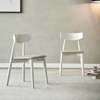 Обеденный стул из массива дерева в скандинавском стиле, домашний обеденный стол, стул с современным простым дизайном и спинкой