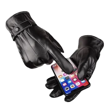 1 пара мужских перчаток из искусственной кожи на зиму и осень для вождения, сохраняющих тепло, Кашемировые тактические перчатки, черные водонепроницаемые рукавицы для занятий спортом на открытом воздухе.