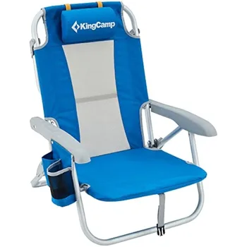 KingCamp Эластичный алюминиевый пляжный низкий стул с 3 рюкзаками с ремнями для подстаканника для концерта на открытом воздухе и фестиваля Регулируемая упаковка