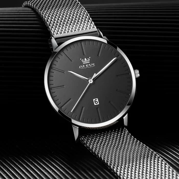 Роскошные мужские часы OLEVS, модные повседневные кварцевые наручные часы, высококачественные Модные Деловые мужские часы с водонепроницаемым сетчатым ремешком 2024