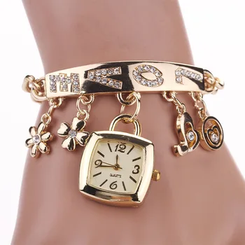 UTHAI CQ213 Модный браслет с бриллиантовой подвеской из сплава для женских часов, повседневные Универсальные декоративные кварцевые часы для женщин