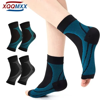 XQQMXX 1 пара Компрессионных Носков для лодыжек, 20-30 мм рт. ст. Компрессионные Носки с открытым носком при отеках, подошвенном фасциите, растяжении связок, невропатии
