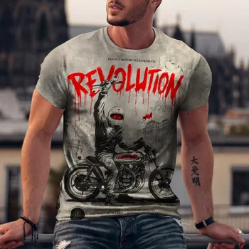 Новая футболка Motorcycle Revolution с 3D принтом, мужская и женская одежда для соревнований по экстремальным видам спорта, модные топы Y2K большого размера с круглым вырезом.
