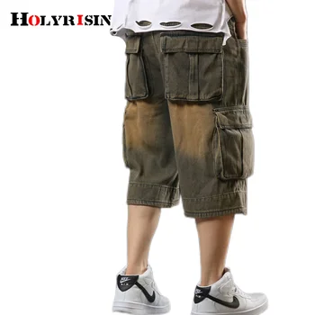 Мужские джинсовые шорты Holyrising, мешковатые джинсы-карго с несколькими карманами, толстый большой размер Плюс 40 42 44 46 NZ118